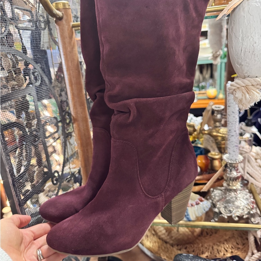 Kohl's Plum Suede Heeled Boots